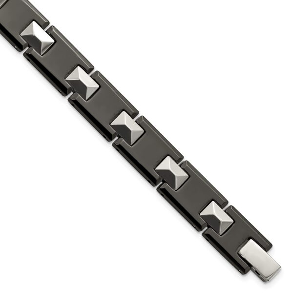 Tungsten and Black Ceramic Polished 8.5in Bracelet