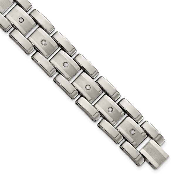Tungsten Brushed and Polished with 1/3ct Diamonds 8.5in Bracelet
