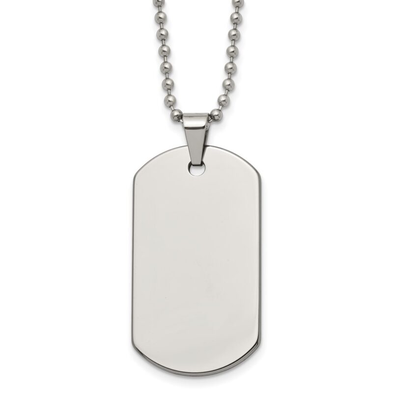 Tungsten Polished Dog Tag 22in Necklace