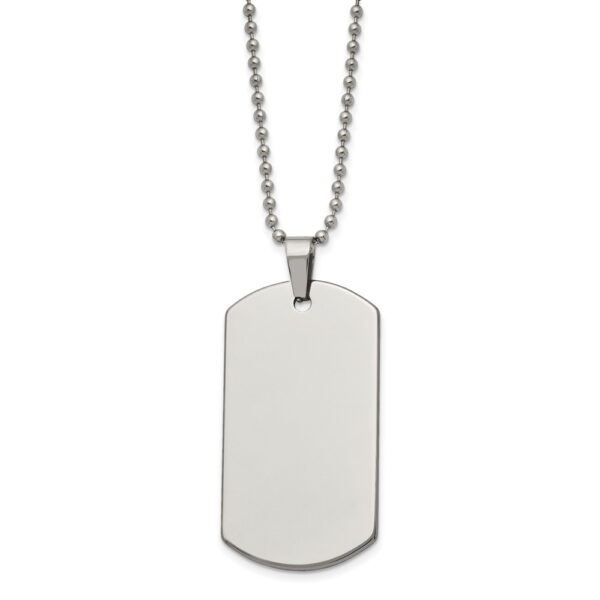 Tungsten Polished Dog Tag 24in Necklace
