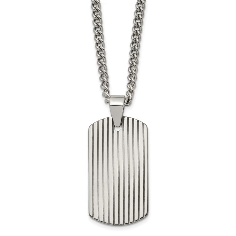 Tungsten Polished Dog Tag 22in Necklace
