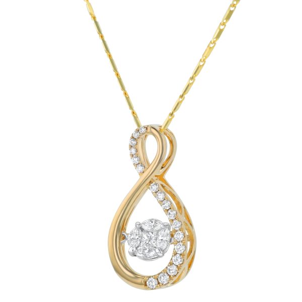 14K Yellow Gold 0.50 carat Fusion Dancing Diamonds Eight Figure Necklace