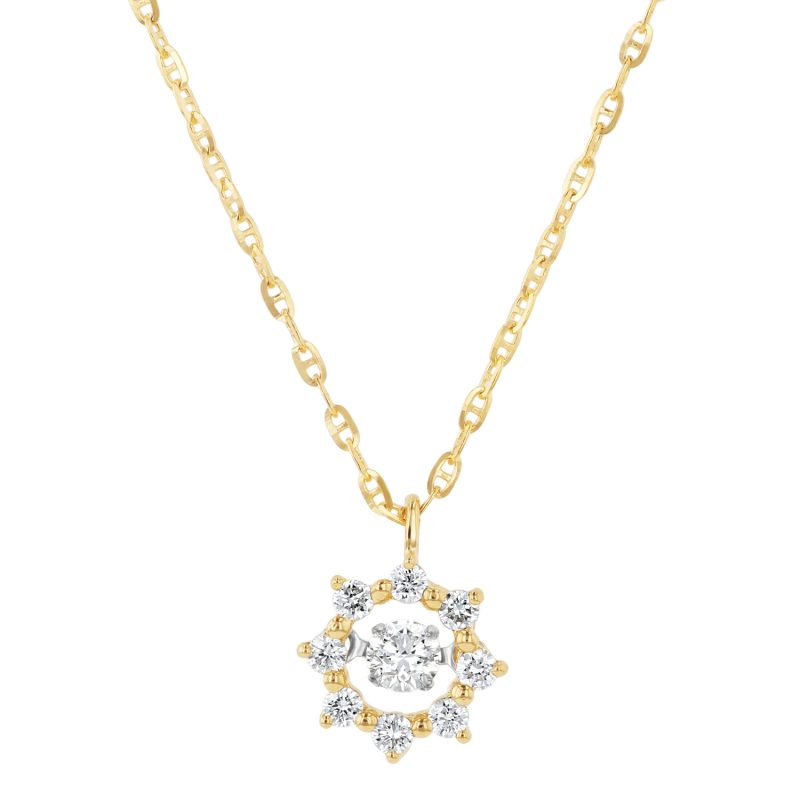 14K Yellow Gold 0.25 carat Dancing Diamond Star Necklace
