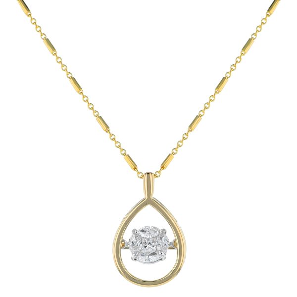 14K Yellow Gold 0.32 carat Fusion Dancing Diamonds Pear Shape Necklace