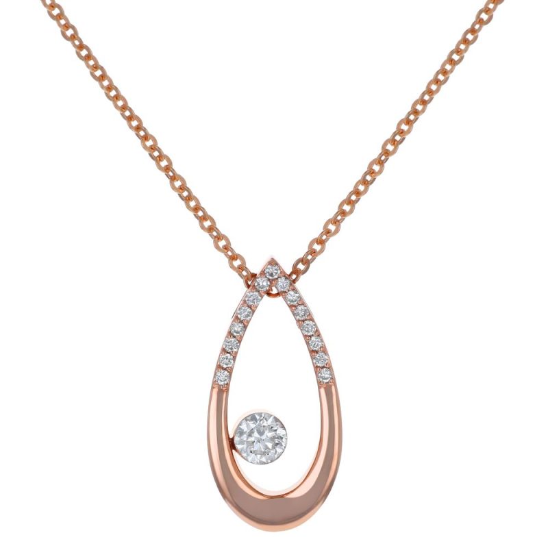 14K Rose Gold MIRAGIO Tear Drop Shape Diamond Pendant