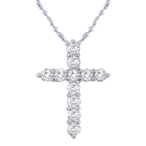 14K White Gold 0.50 carat Diamonds Cross Pendant