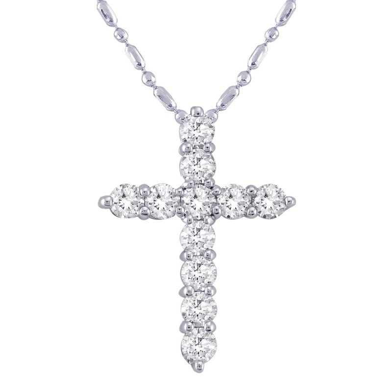 14K White Gold 0.50 carat Diamonds Cross Pendant