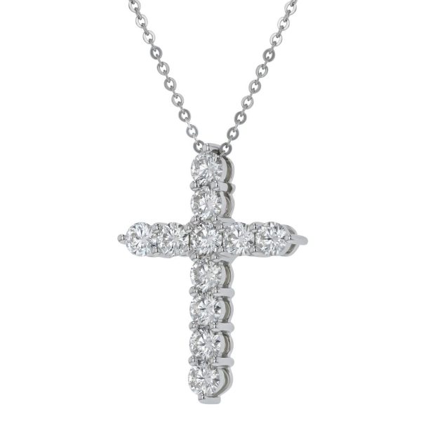 14K White Gold 1.50 carat Diamonds Cross Pendant