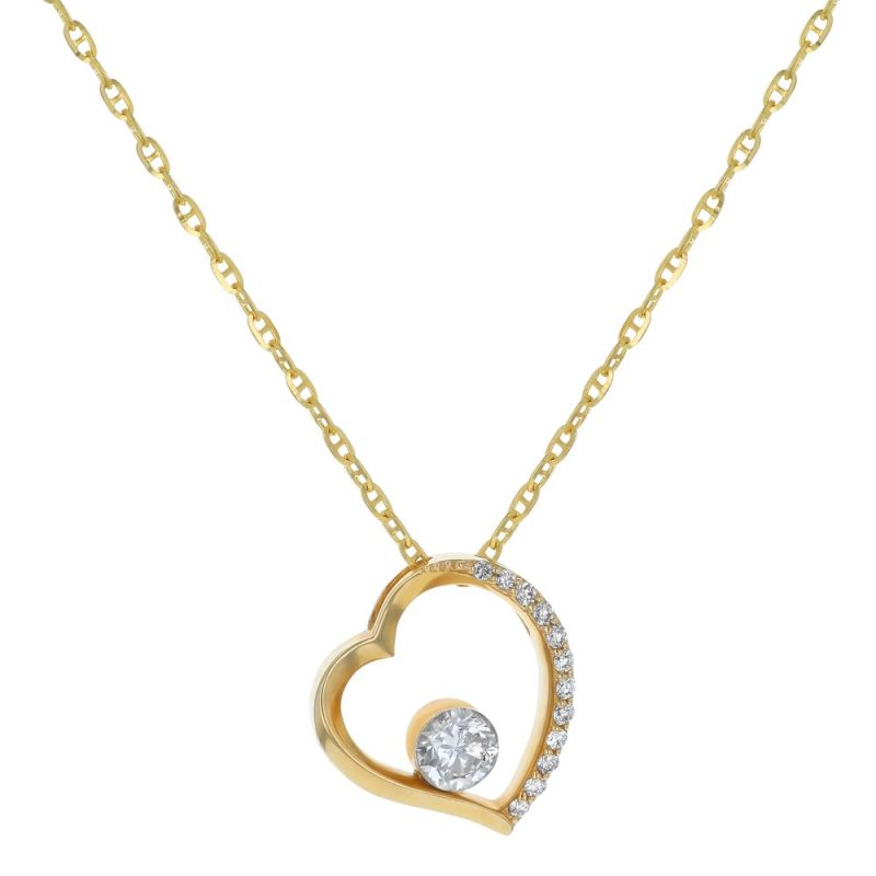 14K Yellow Gold MIRAGIO Heart Shape Diamond Pendant