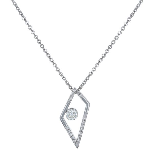 14K White Gold MIRAGIO Free Form Shape Diamond Pendant