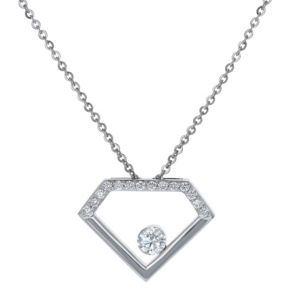 14K White Gold MIRAGIO Diamond Shape Diamond Pendant