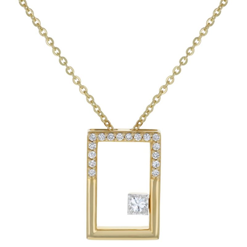 14K Yellow Gold MIRAGIO Rectangle Shape Diamond Pendant