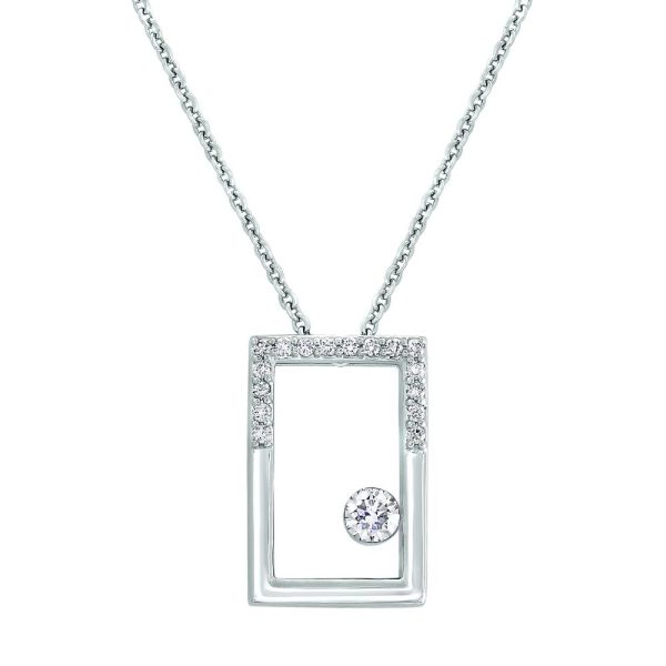 14K White Gold MIRAGIO Rectangle Shape Diamond Pendant