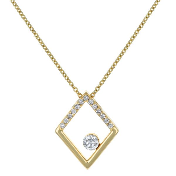 14K Yellow Gold MIRAGIO Rhombus Shape Diamond Pendant