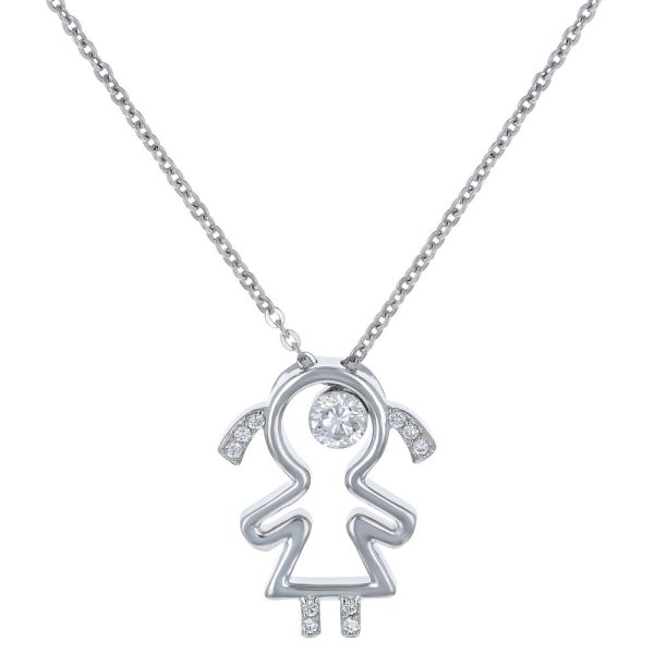 14K White Gold MIRAGIO Girl Shape Diamond Pendant