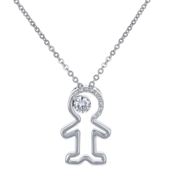 14K White Gold MIRAGIO Boy Shape Diamond Pendant