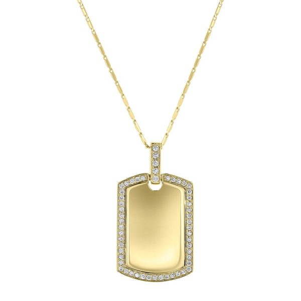 14K Yellow Gold 0.33 carat Diamonds Dog Tag Pendant