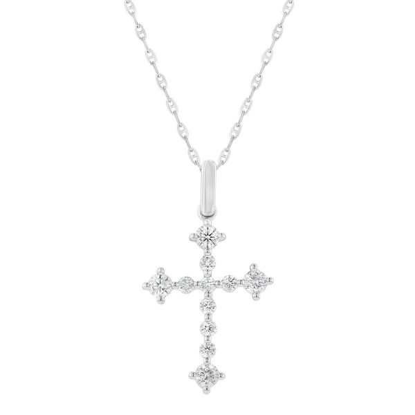14K White Gold 0.50 carat Diamonds Stylish Cross Pendant