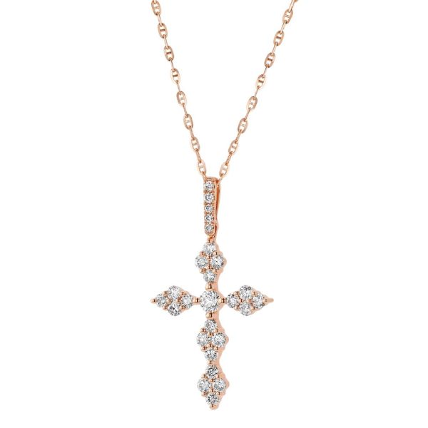14K Rose Gold 0.60 carat Diamonds Cross Pendant