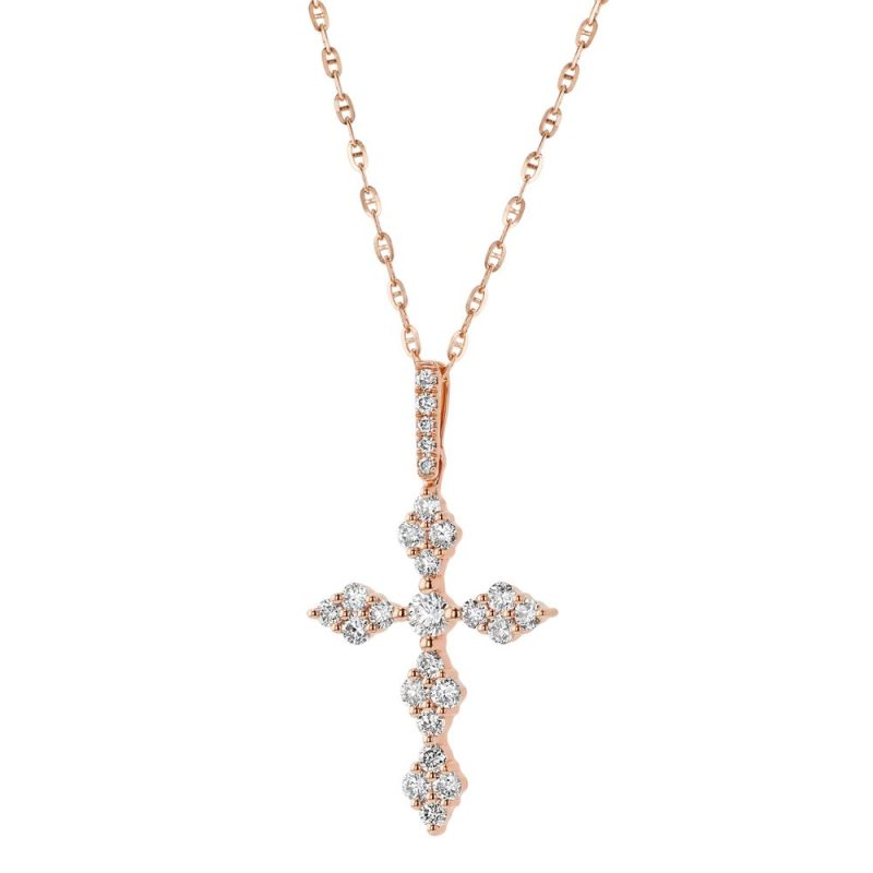 14K Rose Gold 0.60 carat Diamonds Cross Pendant
