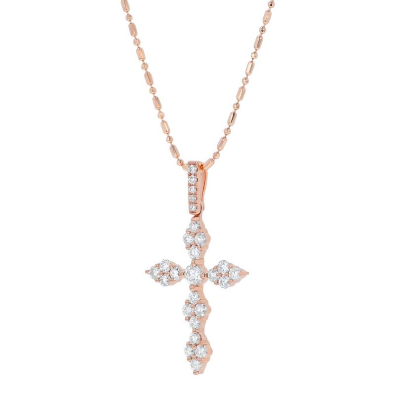 14K Rose Gold 0.60 carat Diamonds Cross Pendant - Image 2