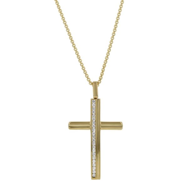 14K Yellow Gold 0.50 carat Diamonds Men Cross Pendant