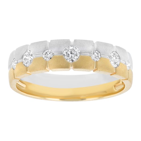 14K Two Tone Gold 0.45 carat White Diamond Band Ring