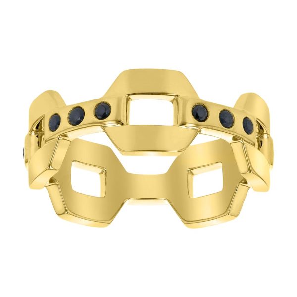 14K Yellow Gold 0.35 carat Black Round Diamonds Ring