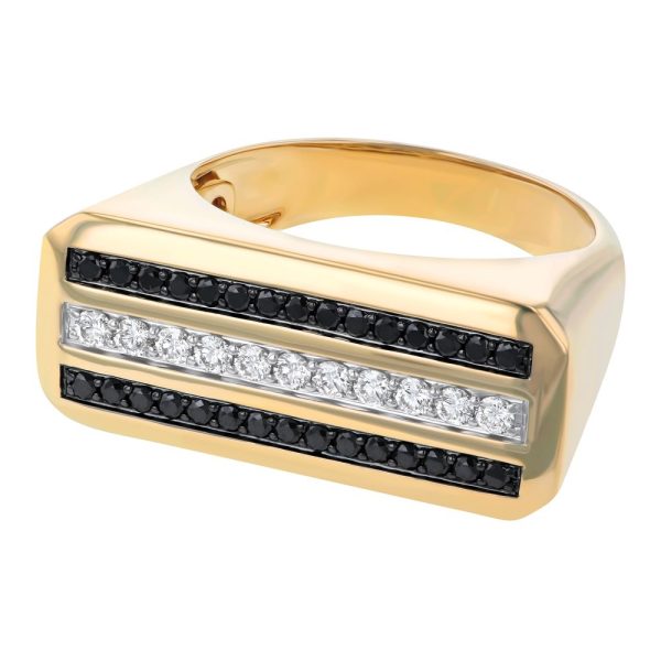 14K Yellow Gold 0.75 carat Black and White Diamonds Ring