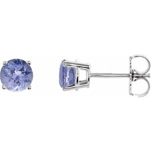 14K White 5 mm Natural Tanzanite Stud Earrings