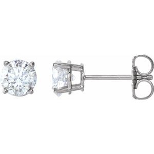 14K White 4 mm Natural White Sapphire Stud Earrings
