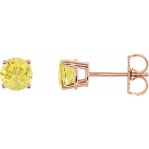 14K Rose 5 mm Natural Yellow Sapphire Stud Earrings