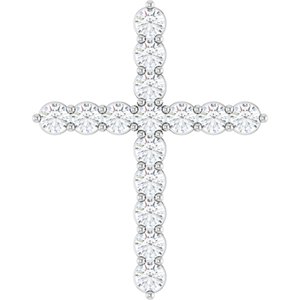 Sterling Silver 3/4 CTW Natural Diamond Cross Pendant