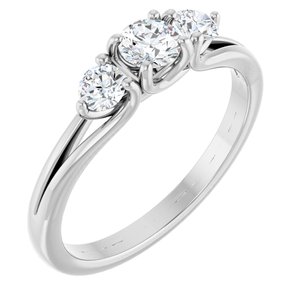 14K White 1/2 CTW Diamond Three-Stone Engagement Ring