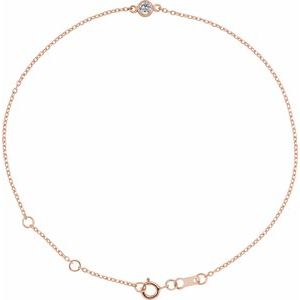14K Rose Natural White Sapphire Bezel-Set Solitaire 6 1/2-7 1/2" Bracelet