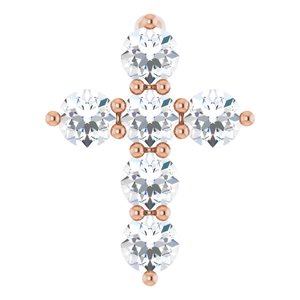 14K Rose 1/4 CTW Lab-Grown Diamond Cross Pendant
