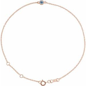 14K Rose Natural Aquamarine 6 1/2-7 1/2" Bracelet