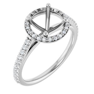 14K White 8 mm Round 1/4 CTW Lab-Grown Diamond Semi-Set Engagement Ring