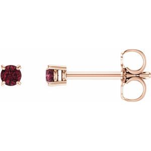 14K Rose 2.5 mm Natural Mozambique Garnet Stud Earrings