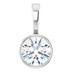 14K White 1/4 CT Natural Diamond Bezel-Set Solitaire Pendant