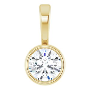 14K Yellow 1/10 CT Natural Diamond Bezel-Set Solitaire Pendant