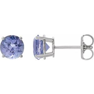 Sterling Silver 7 mm Natural Tanzanite Stud Earrings