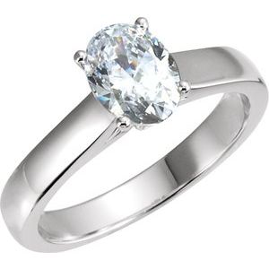 10K White 6x4 mm Oval 1/2 CTW Natural Diamond Engagement Ring