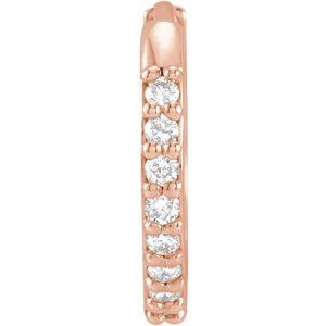 14K Rose .07 CT Natural Diamond Single 12.5 mm Huggie Earring