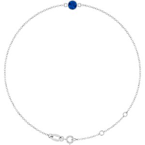 14K White Lab-Grown Blue Sapphire 6 1/2-7 1/2" Bracelet