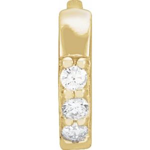 14K Yellow .03 CT Natural Diamond Single 8 mm Huggie Earring