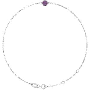 14K White Lab-Grown Alexandrite 6 1/2-7 1/2" Bracelet