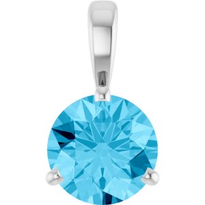 Platinum Lab-Grown Aqua Sapphire Pendant