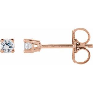 14K Rose 2.5 mm Natural White Sapphire Stud Earrings