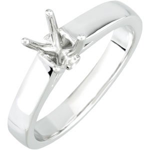14K White 6x4 mm Oval .02 CTW Natural Diamond Semi-Set Engagement Ring
